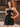 Cut Waist 3D Rose Halter Ruffle Mini Prom Dress - Black