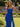 Strapless Hand Made Flower Long Mermaid Prom Dress With Waist Drop in Royal Blue