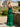 Crystal Lace Embroidery Chiffon Mermaid Prom Dress With Slit - Emerald Green