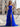 Bow Front Pleated Layered Ruffle Hem Long Prom Dress With Slit - Royal Blue