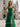 Bow Front Pleated Layered Ruffle Hem Long Prom Dress With Slit - Dark Green