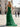 Bow Front Pleated Layered Ruffle Hem Long Prom Dress With Slit - Dark Green
