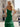 Bow Front Pleated Layered Ruffle Hem Long Prom Dress With Slit - Dark Green