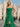 Ruffle Hem Pleated Lace Up Long Mermaid Prom Dress With Slit - Emerald Green