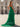 Ruffle Hem Pleated Lace Up Long Mermaid Prom Dress With Slit - Emerald Green