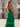 Ruffle Hem Pleated Lace Up Long Mermaid Prom Dress With Slit - Emerald Green