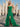 Ruffle Hem Pleated Lace Up Long Mermaid Prom Dress With Slit - Emerald Green