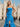 Ruffle Hem Pleated Lace Up Long Mermaid Prom Dress With Slit - Blue