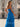Ruffle Hem Pleated Lace Up Long Mermaid Prom Dress With Slit - Blue