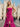 Ruffle Hem Pleated Lace Up Long Mermaid Prom Dress With Slit - Fuchsia