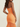 Zipped Back Strapless Chiffon Tulle Hem Long Mermaid Prom Dress in Orange