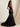 Zipped Back Strapless Chiffon Tulle Hem Long Mermaid Prom Dress in Black