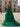 3D Flowers Pleated Long Layered Ruffle Hem Long Mermaid Prom Dress With Slit - Emerald Green