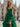 3D Flowers Pleated Long Layered Ruffle Hem Long Mermaid Prom Dress With Slit - Emerald Green