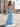 Bow Front Pleated Layered Ruffle Hem Mermaid Long Prom Dress - Baby Blue