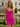V-Neck Pleated Lace Up Mini Sheath Prom Dress in Hot Pink