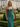 Backless V-Neck Lace Up Ruffle Sheath Long Prom Dress in Dark Green
