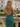 Backless V-Neck Lace Up Ruffle Sheath Long Prom Dress in Dark Green