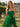 Bodice Layered Ball Gown Prom Dress With Slit in Emerald Green