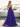 Cut Front Sparkly Lace Embroidery Tiered Long Ball Gown Prom Dress With Ruffle in Purple