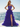 Cut Front Sparkly Lace Embroidery Tiered Long Ball Gown Prom Dress With Ruffle in Purple