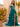 Cut Front Sparkly Lace Embroidery Tiered Ball Gown Prom Dress With Ruffle - Dark Green
