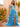 Cut Front Sparkly Lace Embroidery Tiered Ball Gown Prom Dress With Ruffle - Blue