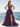 Cut Front Sparkly Lace Embroidery Tiered Long Ball Gown Prom Dress With Ruffle in Plum