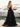 Cut Front Sparkly Lace Embroidery Tiered Long Ball Gown Prom Dress With Ruffle in Black