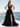 Cut Front Sparkly Lace Embroidery Tiered Long Ball Gown Prom Dress With Ruffle in Black