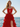 Cut Front Sparkly Lace Embroidery Tiered Long Ball Gown Prom Dress With Ruffle in Red