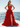 Cut Front Sparkly Lace Embroidery Tiered Long Ball Gown Prom Dress With Ruffle in Red