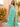 Cut Front Sparkly Lace Embroidery Tiered Ball Gown Prom Dress With Ruffle - Mint Green