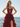 Cut Front Sparkly Lace Embroidery Tiered Long Ball Gown Prom Dress With Ruffle in Burgundy