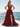 Cut Front Sparkly Lace Embroidery Tiered Long Ball Gown Prom Dress With Ruffle in Burgundy
