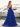 Cut Front Sparkly Lace Embroidery Tiered Long Ball Gown Prom Dress With Ruffle in Royal Blue