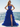 Cut Front Sparkly Lace Embroidery Tiered Long Ball Gown Prom Dress With Ruffle in Royal Blue
