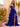 Cut Front Sparkly Lace Embroidery Tiered Ball Gown Prom Dress With Ruffle - Royal Blue