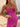 Lace Embroidery Sheer Bodice Mini Prom Dress - Hot Pink