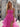 Bow Front Lace Illusion Floral Long Mermaid Prom Dress With Drop in Hot Pink