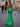 Bow Front Embroidery Illusion Pleated Lace Up Bodice Long Mermaid Prom Dress - Emerald Green