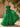 Off Shoulder 3D Flowers Ruched Bust Pleated Long Ball Gown Prom Dress in Emerald Green
