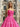 Strapless 3D Flowers Ruched Bust Pleated Long Ball Gown Prom Dress - Hot Pink