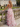 V-Neck Organza Floral Backless Long Ball Gown Prom Dress With Split in Pink Floral