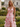V-Neck Organza Floral Backless Long Ball Gown Prom Dress With Split in Pink Floral