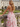 V-Neck Organza Floral Backless Long Ball Gown Prom Dress With Split in Pink Floral