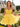 Crystal Boned Mini Ball Gown Prom Dress With Ruffle in Yellow