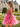 Crystal Boned Mini Ball Gown Prom Dress With Ruffle - Hot Pink