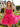 Crystal Boned Mini Ball Gown Prom Dress With Ruffle in Hot Pink