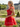 Crystal Boned Mini Ball Gown Prom Dress With Bow - Red